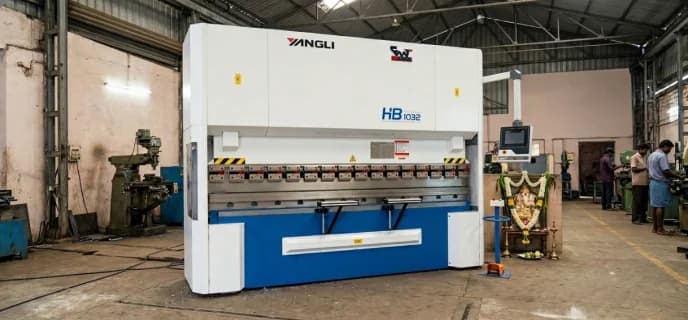 Yangli HB Series CNC Press Brake machine in a factory workshop